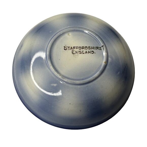 Allerton Childs Gaudy Flow Blue Wagon Wheel Staffordshire Tea Cup 3 piece C 1870 - Picture 8 of 10